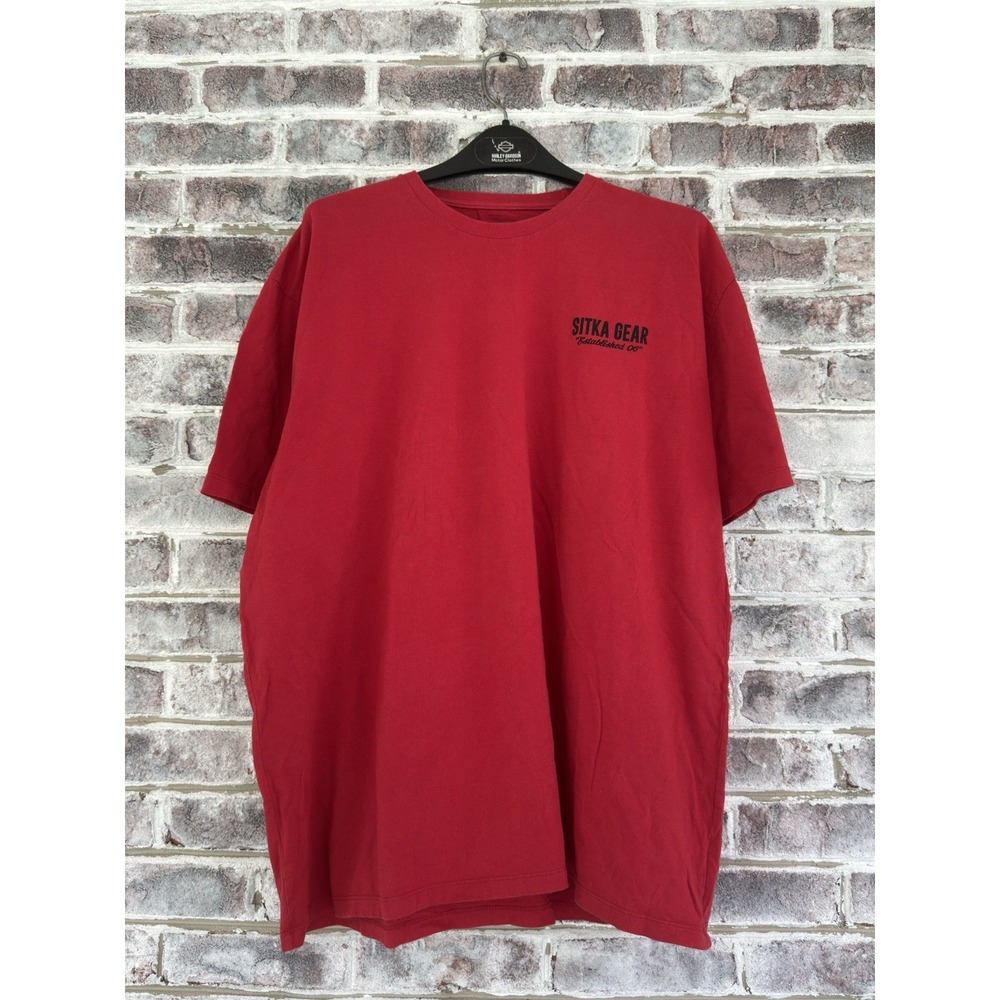 Sitka T Shirt Men's XXL Cotton Heavyweight Graphic Logo Crew Red Double Sided